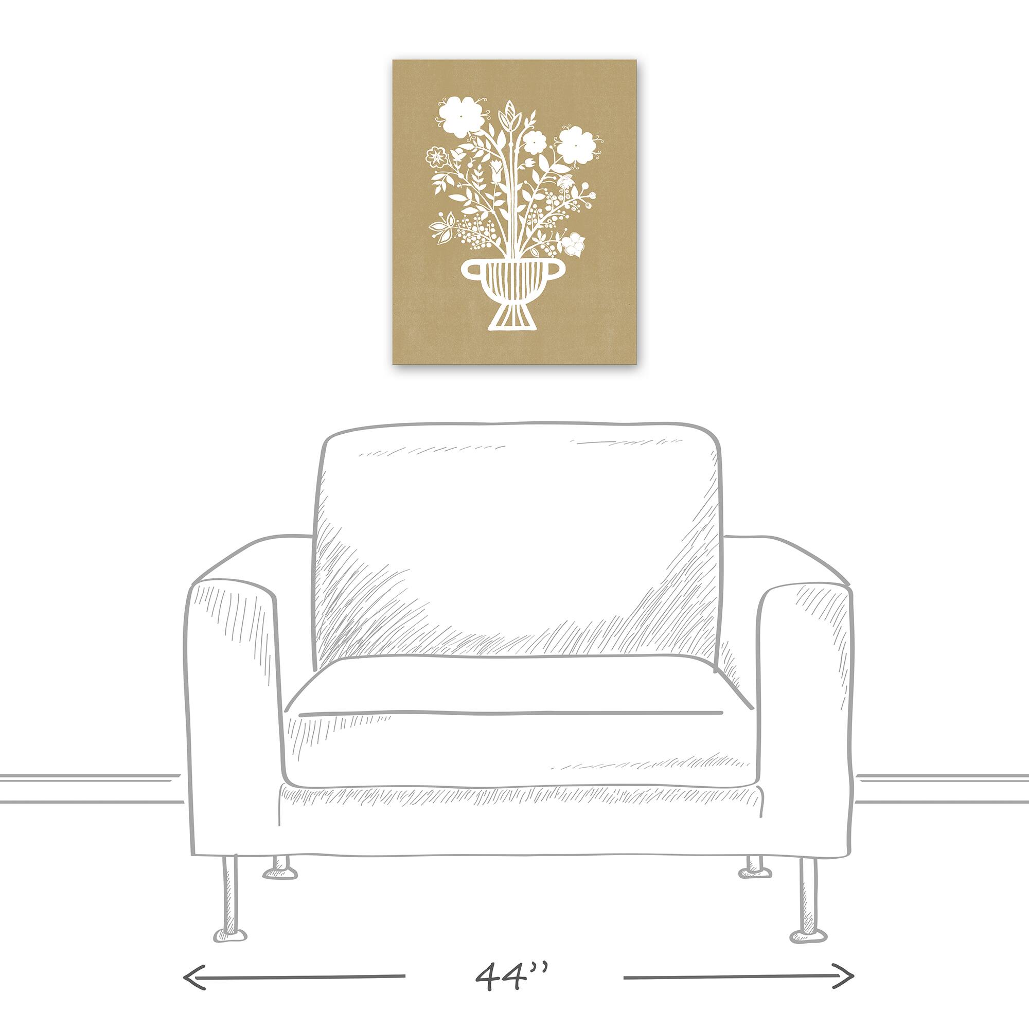 White Mod Flower Vase Canvas Wall Art